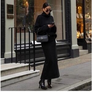 Narciso Rodriguez x Zara Wool Blend Pencil Maxi Skirt in Black Size S